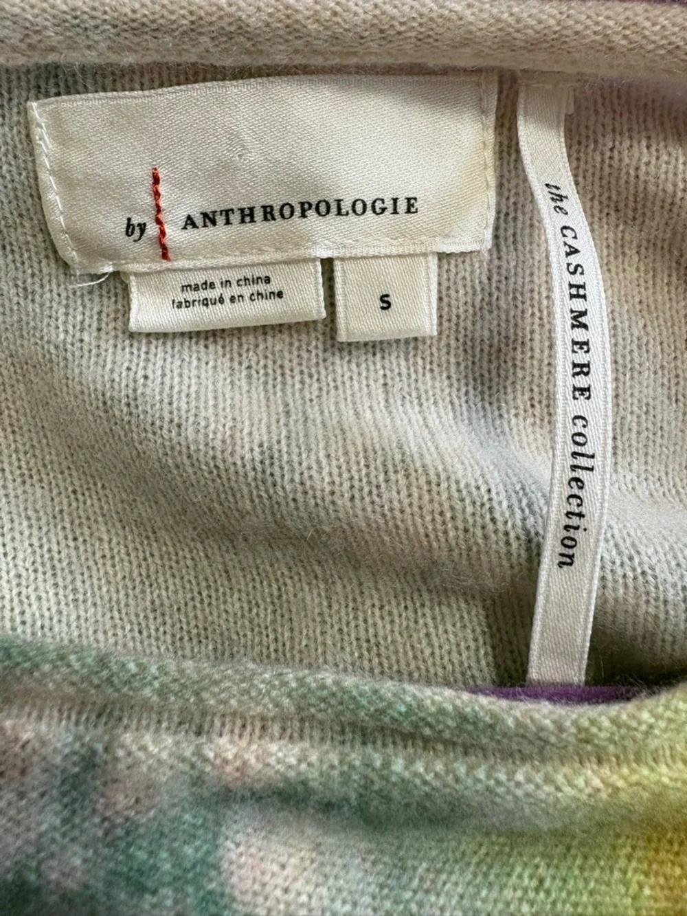 Anthropologie Multicolor Watercolor 100% Cashmere Crewneck Sweater - Picture 6 of 9